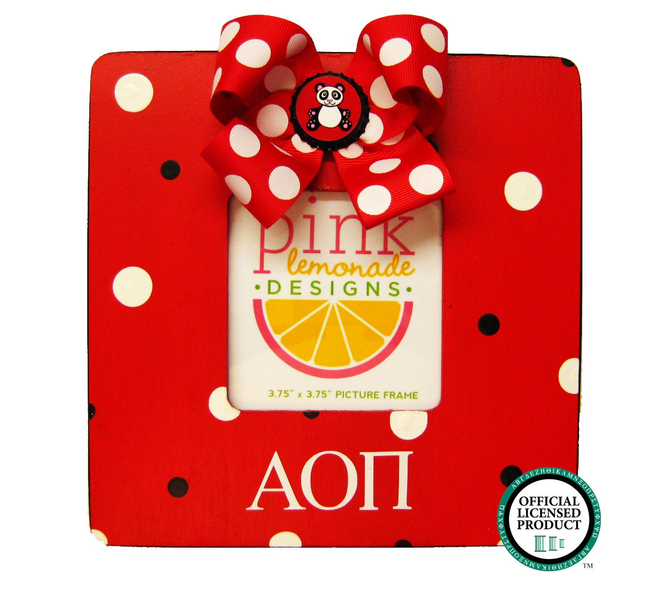 AOII Alpha Omicron Pi Sorority Hair Bow in Red and White
