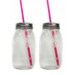 Two Large Mason Jar Tumblers - To-Go Canning Jar Travel Cups - Pink Straws - Eco Friendly Gift
