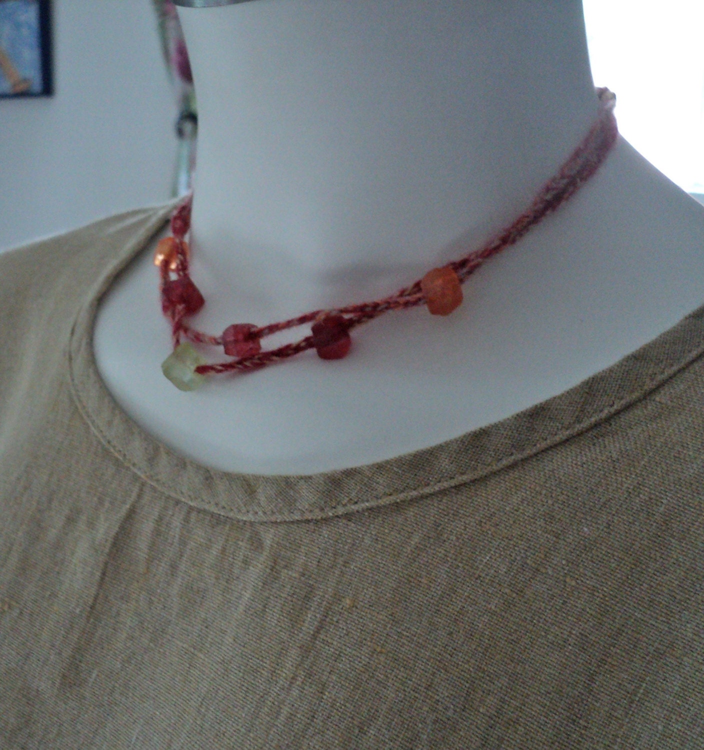 cashmere choker moveable self adjust recycled glass beads