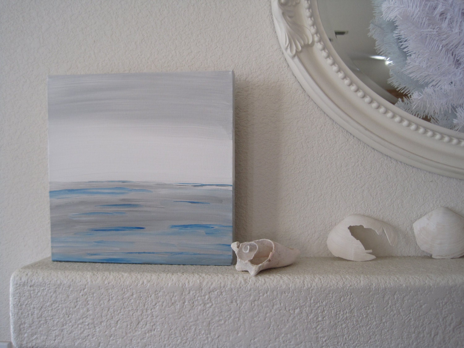 Wintry Sea Original Painting of The Sea Series 12 x 12 Acrylic On Canvas Coastal Beach Home Decor