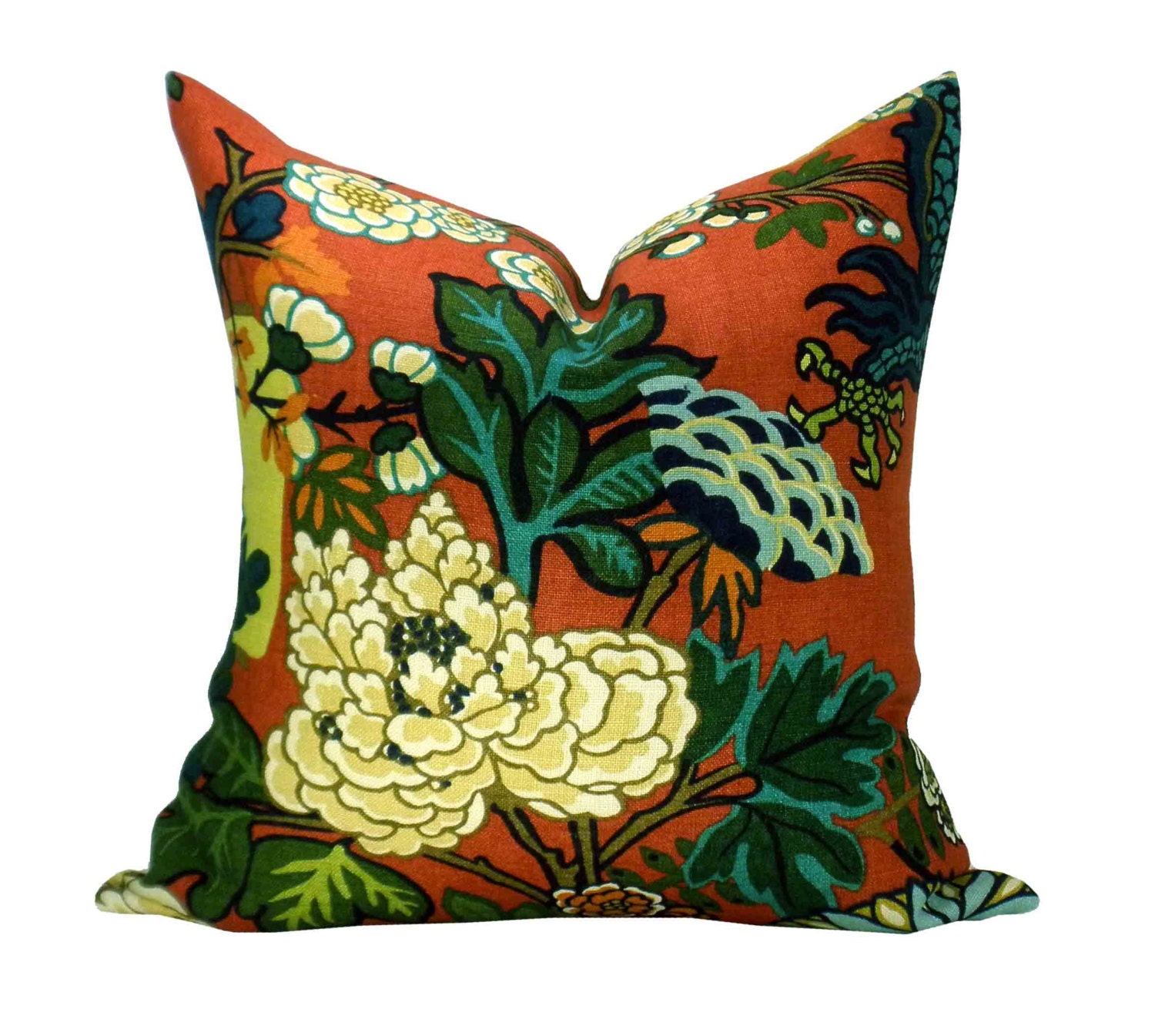 Pair of TWO Schumacher Chiang Mai Dragon pillow covers in Lacquer - 20 x 20