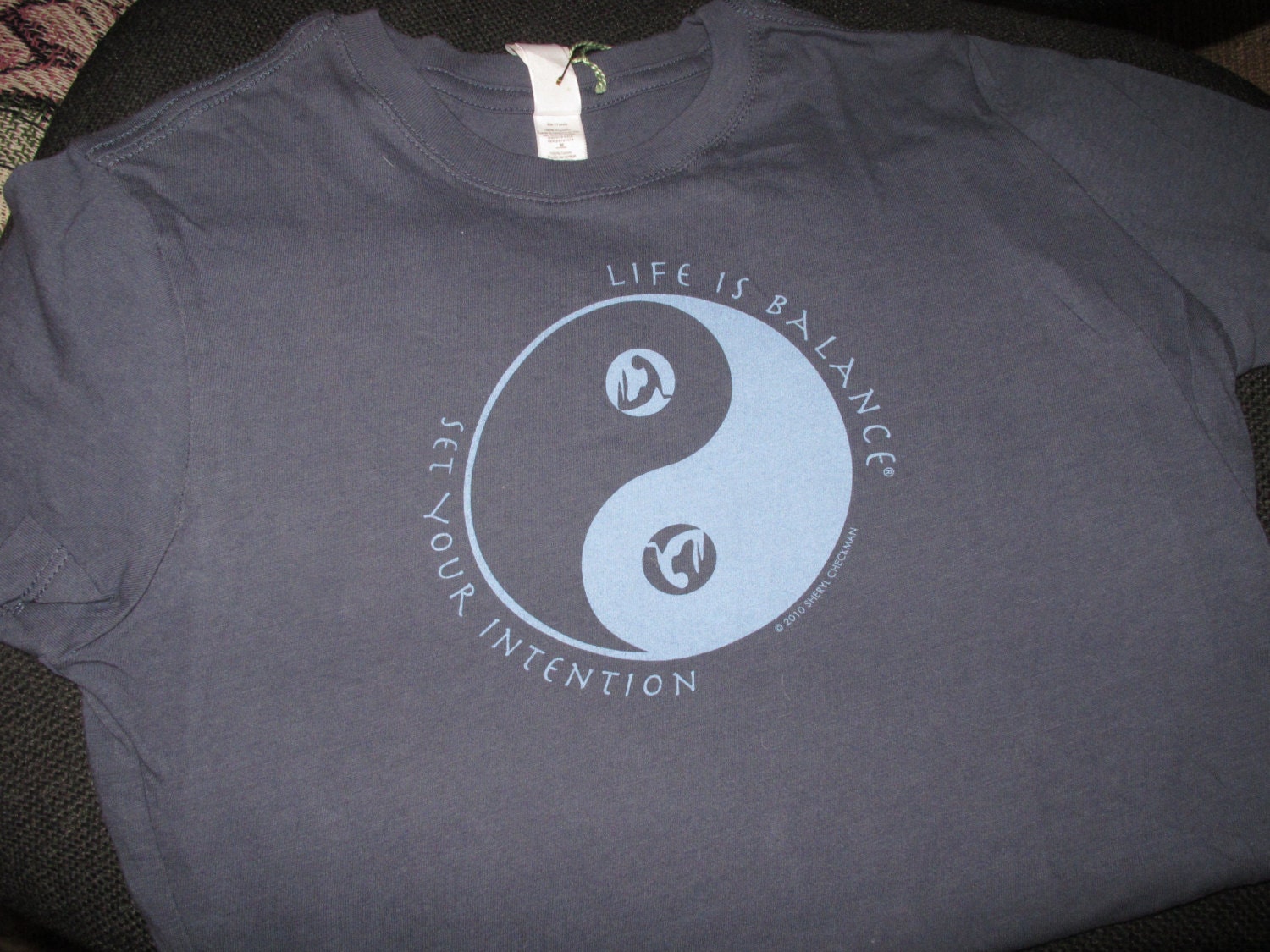 Set Your Intention Inspirational Yoga T-Shirt in Indigo