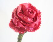 Everlasting Sculpted Fabric Rose Stem Valentines Day Bridal Bouquet - Made to Order