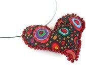 Valentines Day Choker  - Soft Sculpture Heart Red Black