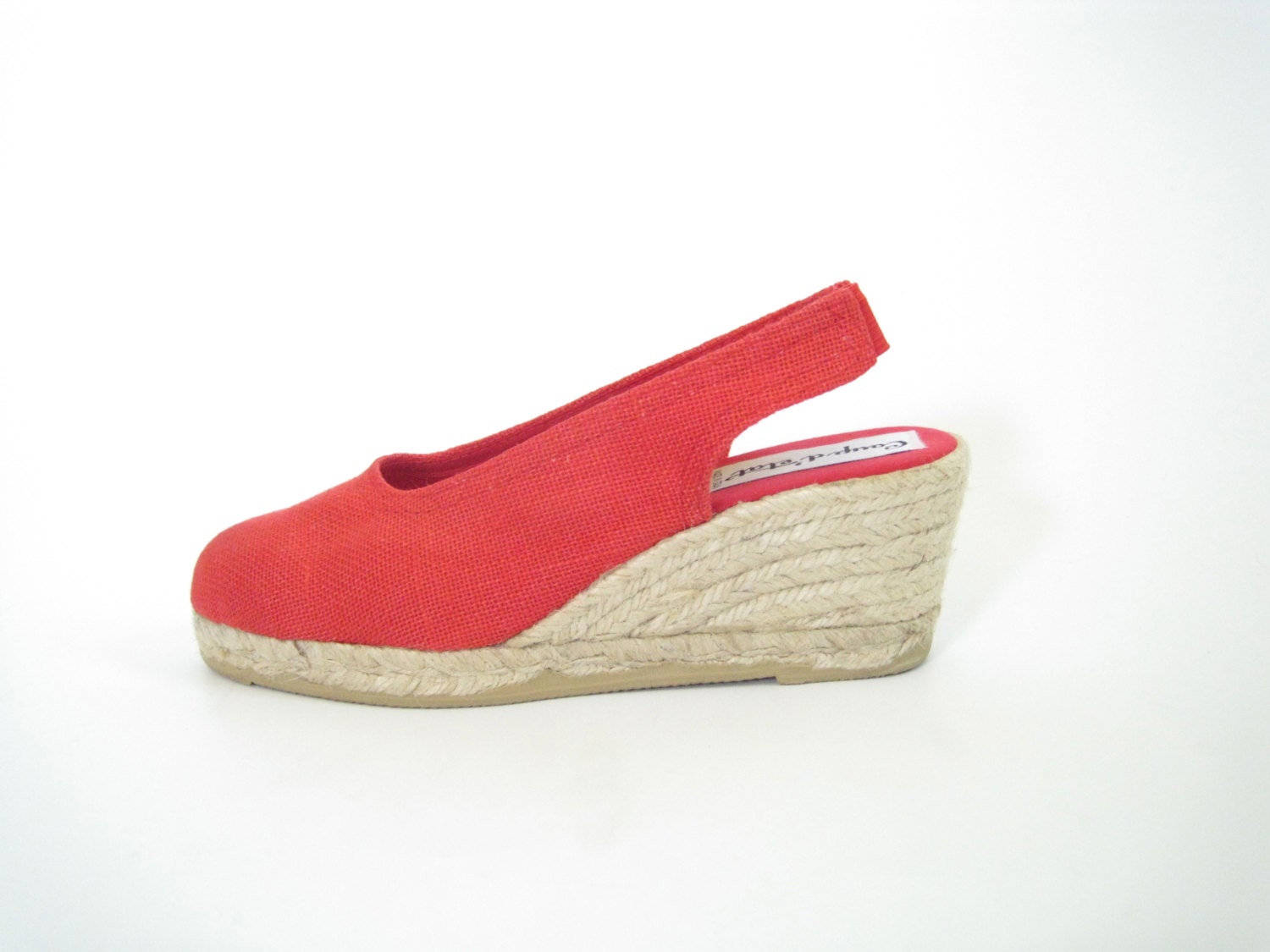 Red Espadrille Wedges. Size 7. Made in Spain. Vintage Slingback Espadrilles - TheseCurlsVintage