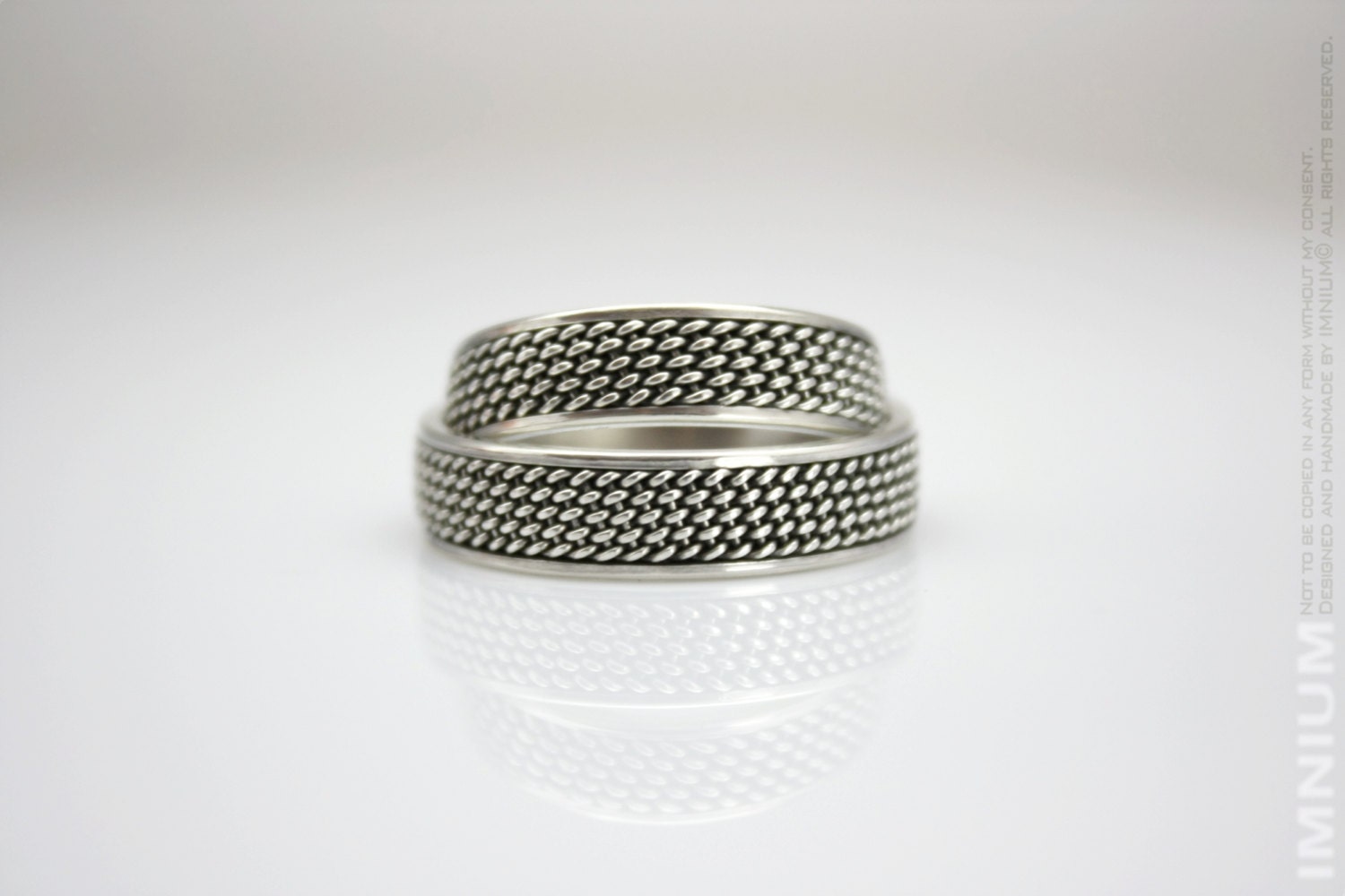 Wedding band - size US 12.5 - sterling silver ring infinity weave industrial modern hand made