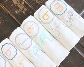 3 "JEWELED BIRD" Tea Towels- Monogrammed Towel - Floursack Kitchen Towels -  Bird   - Dish Towel - Tea Towel,eco friendly