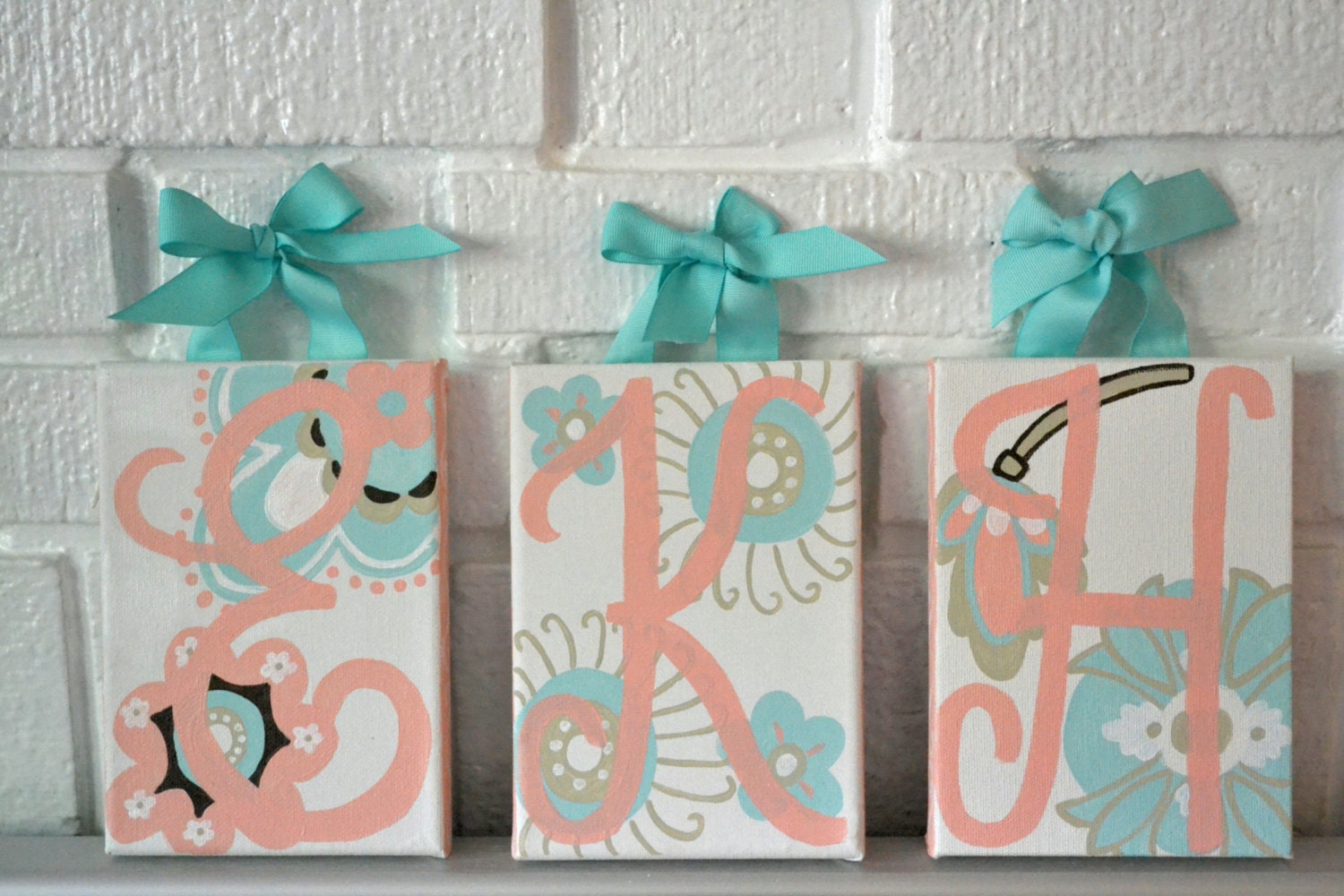 Maya Floral Monogram Initial Baby Nursery Painting Canvas Personalized Paisley Splash My Baby Sam