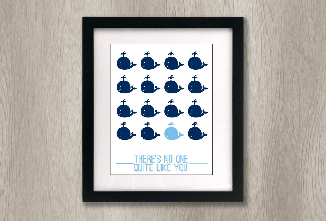 Nursery Art: Whales 11x14 print (you choose colors) Perfect for Baby Boy or Baby Girl's Room
