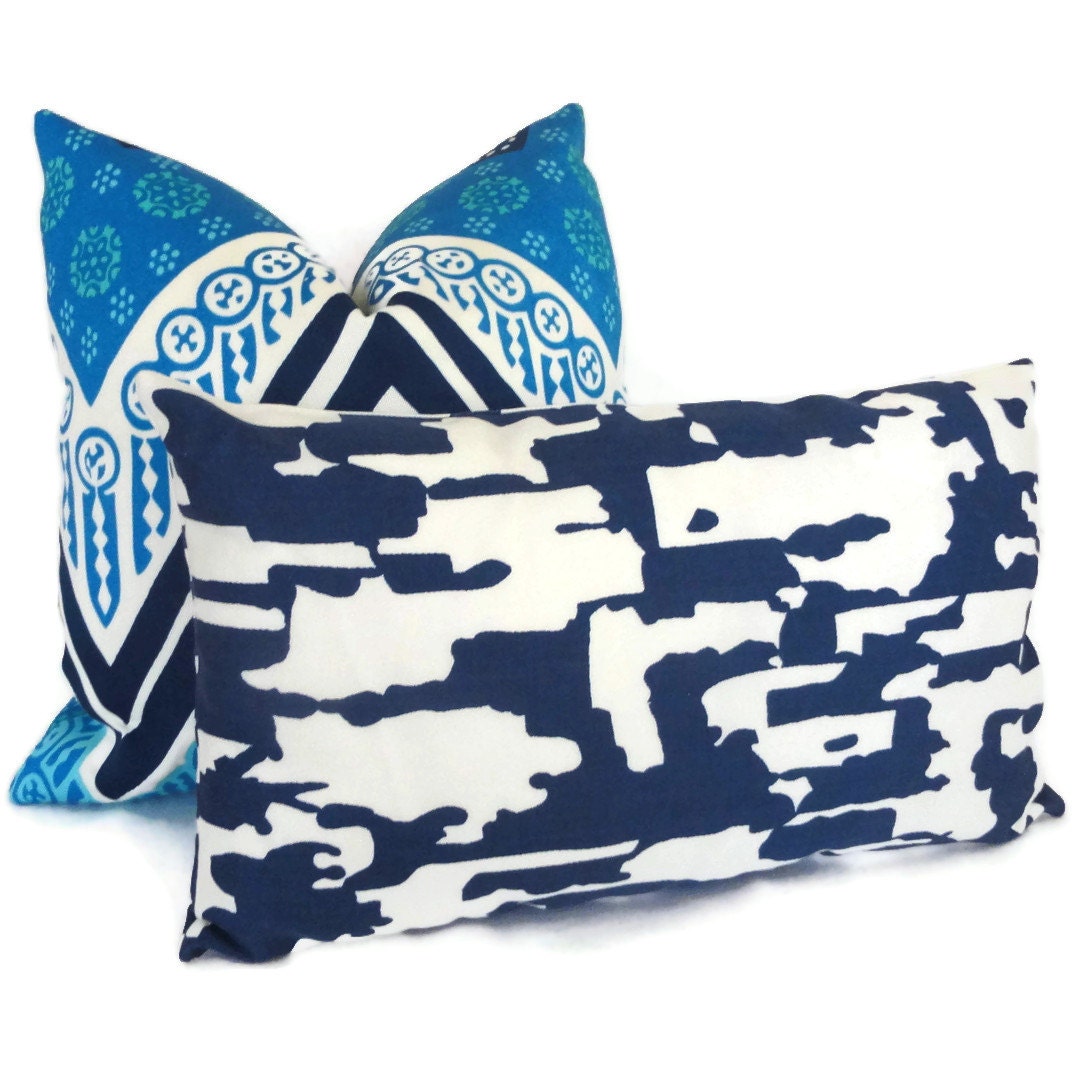 Trina Turk Navy Blue Bark LUMBAR Pillow, Choose your color  Indoor Outdoor Pillow Cover, Schumacher Lumbar Pillow