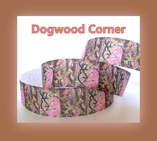 3 Yards - 7/8" -  Browning Deer Head Love - Mossy Oak, Realtree, Camo, Camouflage Ribbon - Make Bows, Scrapbook, Sewing, Crafts.