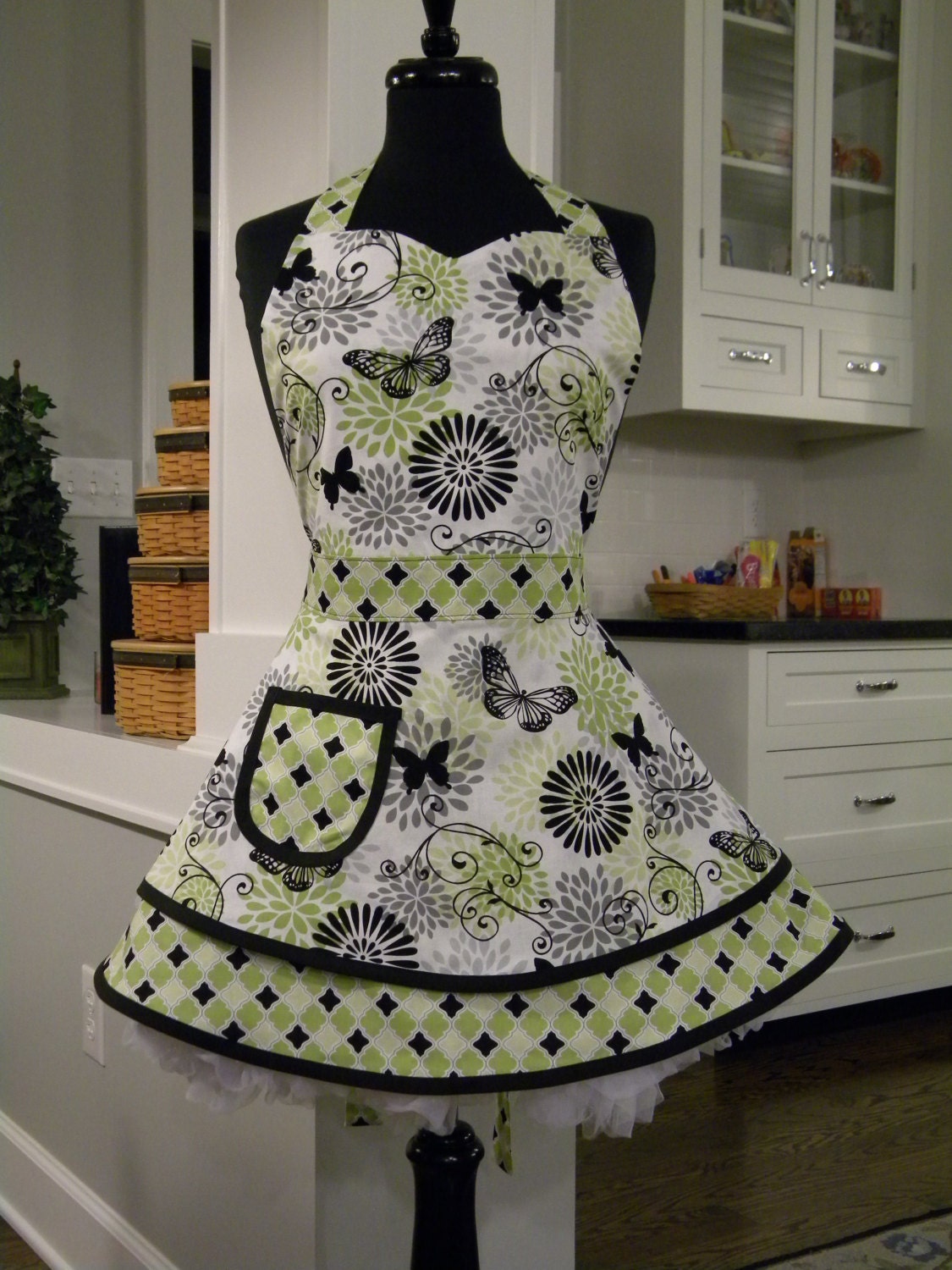 Butterflies & Flowers Double Skirted Sweetheart Apron