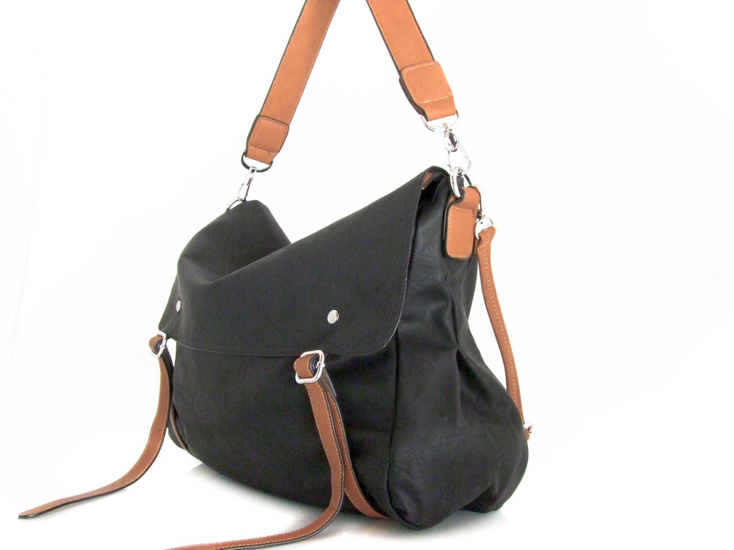 Handmade vegan leather bag Purse Briefcase in Black -.-  the Esyld -.- 20% launch discount
