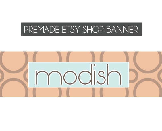 Premade Etsy Shop Banner - etsy shop - retro, modish, orange, mint, mod