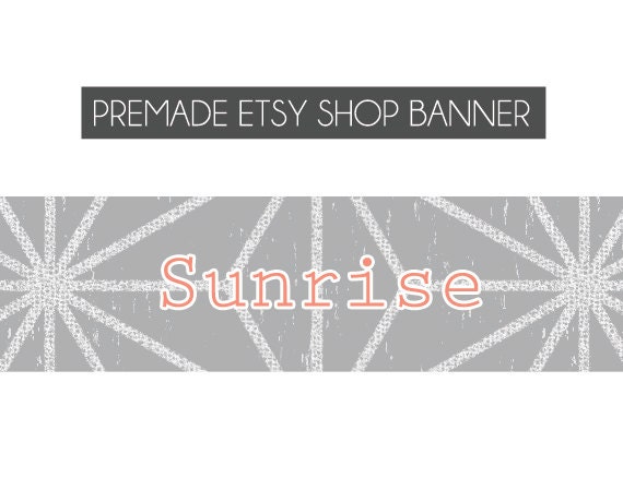 premade etsy shop banner - geometric, triangle, light grey, white, coral, pink,