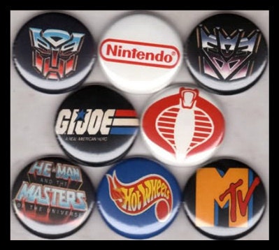 8 Brand New 1" "80s Memories" Button Set
