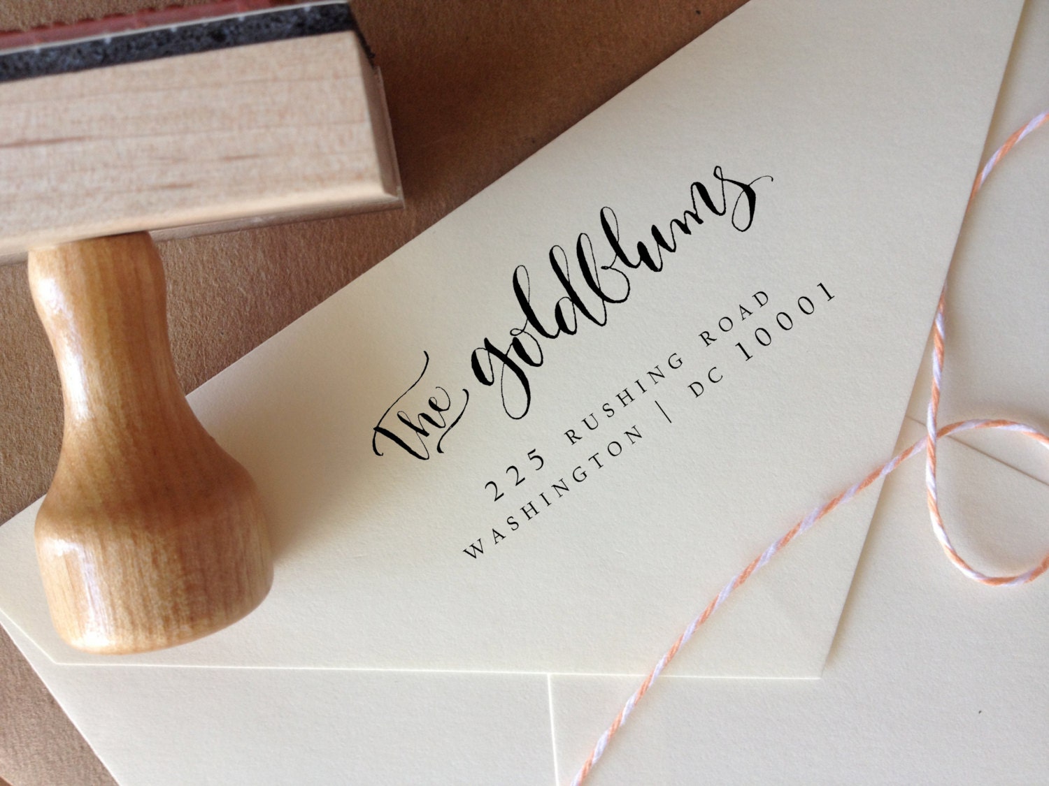 Handwritten Calligraphy Address Stamp -- Mixed Calligraphy and type - Elle Style