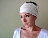 Ivory Head Scarf, Hair wrap, Headband - Womens Hair accessory - Bohemian Head scarves - Ivory with Flecks of Oatmeal