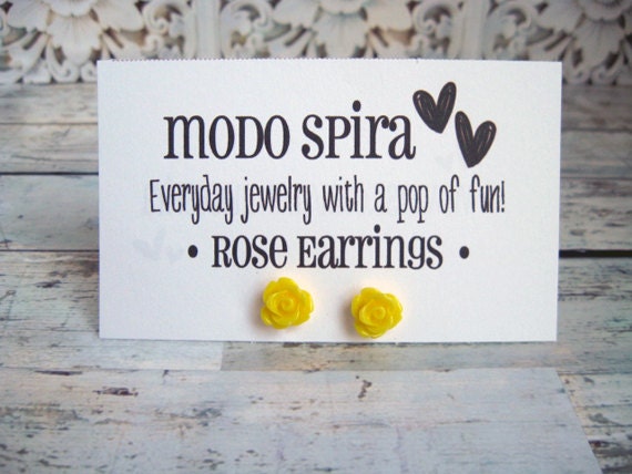 Yellow Rose Earrings