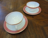 Vintage Pyrex Pink Flamingo Teacups and Saucers Set of Two