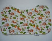 BURP CLOTH - Green & Orange Monkey- Shower Gift - Baby Shower