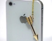 Kawaii GOLD ARROW Iphone Earphone Plug/Dust Plug - Cellphone Headphone Handmade Decorations
