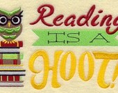 Reading is a Hoot Embroidered Flour Sack Hand/Dish Towel