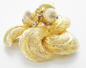Vintage Coro Clear Rhinestone Beaded Brooch 60s