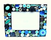 Blue Turquoise Green Button Pin Bead Jewellery Covered Photo Frame Embellished 6x4 inch Picture Boys Bedroom