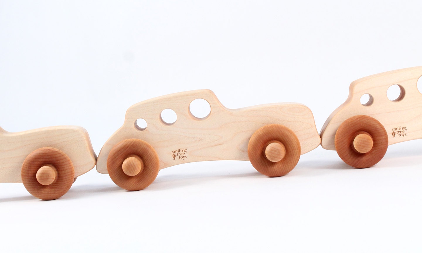 CLASSIC RACER natural wooden car - an organic hardwood toy for baby and toddler - heirloom keepsake with homegrown organic finish