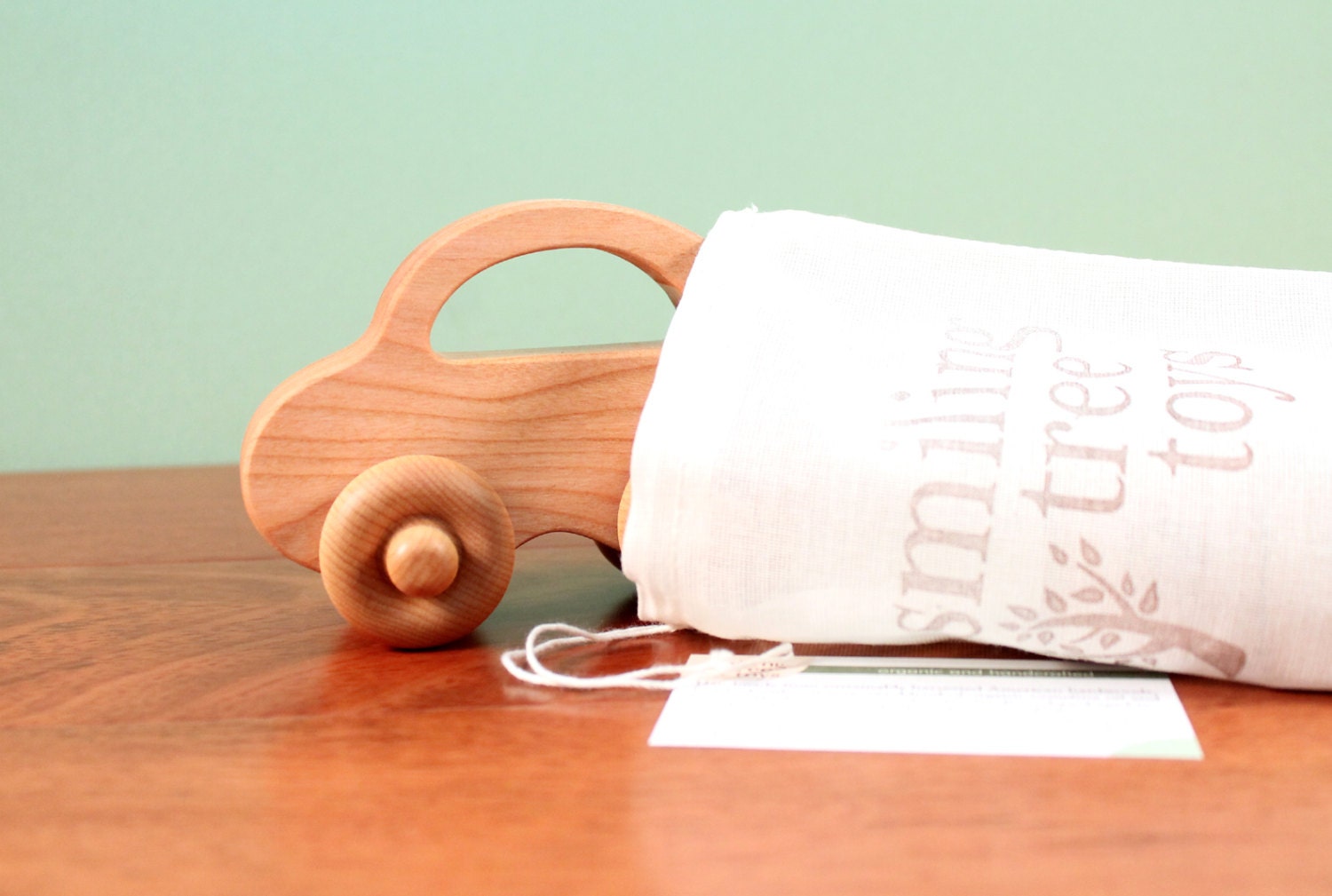 natural LOVE BUG car - a classic wooden toy handcrafted with sustainable hardwoods, waldorf play for baby and toddler, organically finished