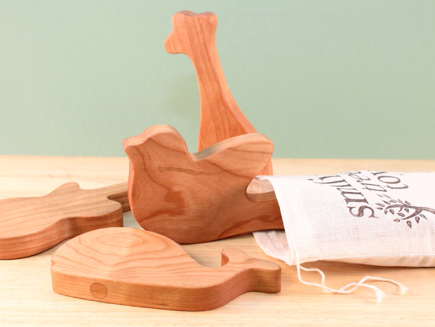 giraffe RATTLE - all natural wooden teething and grasping toy, safari animal playmate for baby, homegrown organic finish