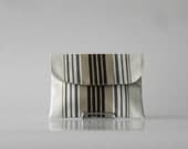 ALENA, pouch for bag,printed cotton black and beige stripes on white background