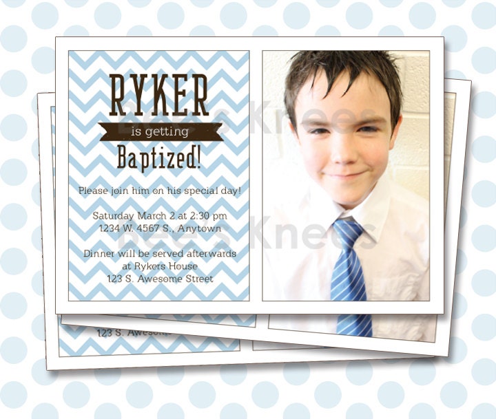 LDS Baptism Invitation Boy Invite - Digital File
