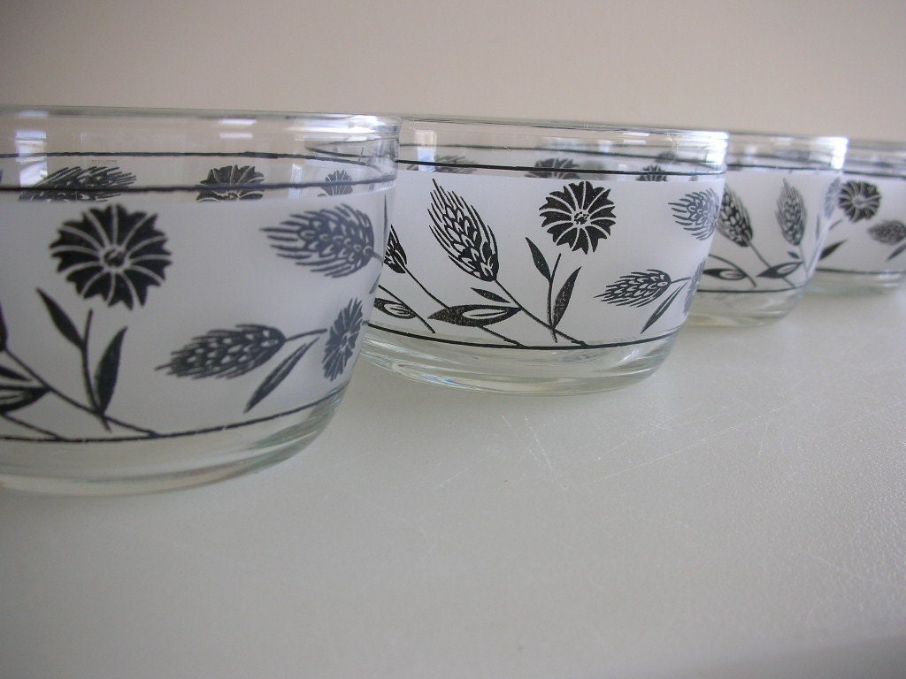 6 Libbey Wheat Custard Cups Libbey Frosted Wheat and Flower Finger Bowls Set of 6 Glass Prep Bowls from The Back part of the Basement