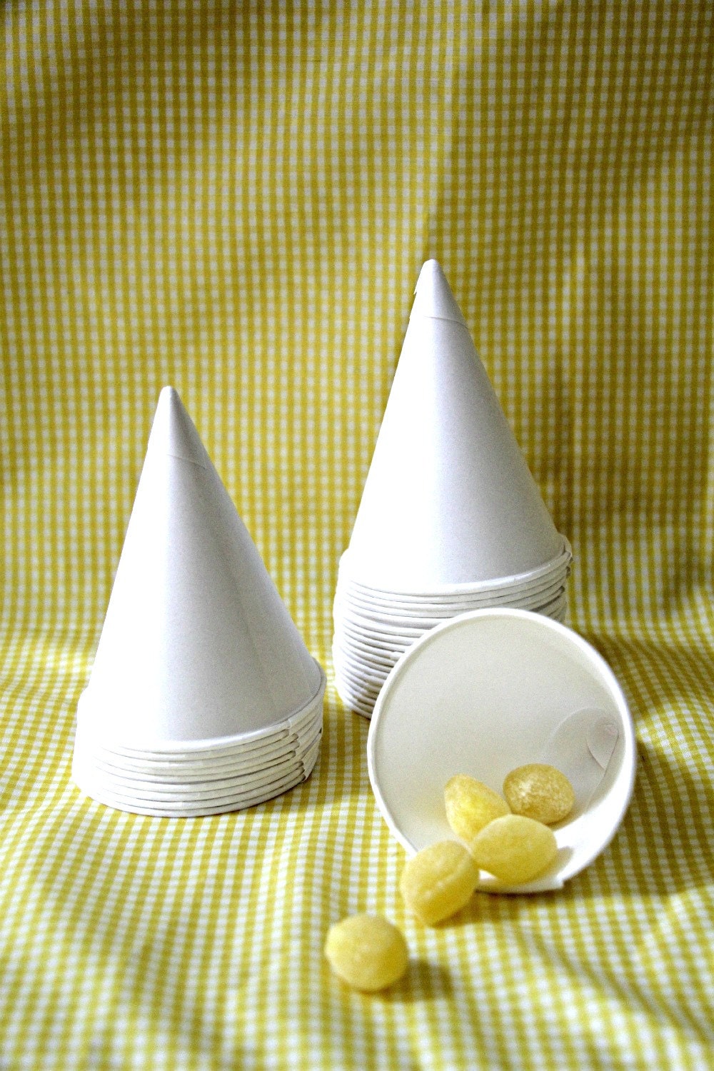 50 White Paper Cones - Cups, Treats, Crafts, Parties - 4 oz.
