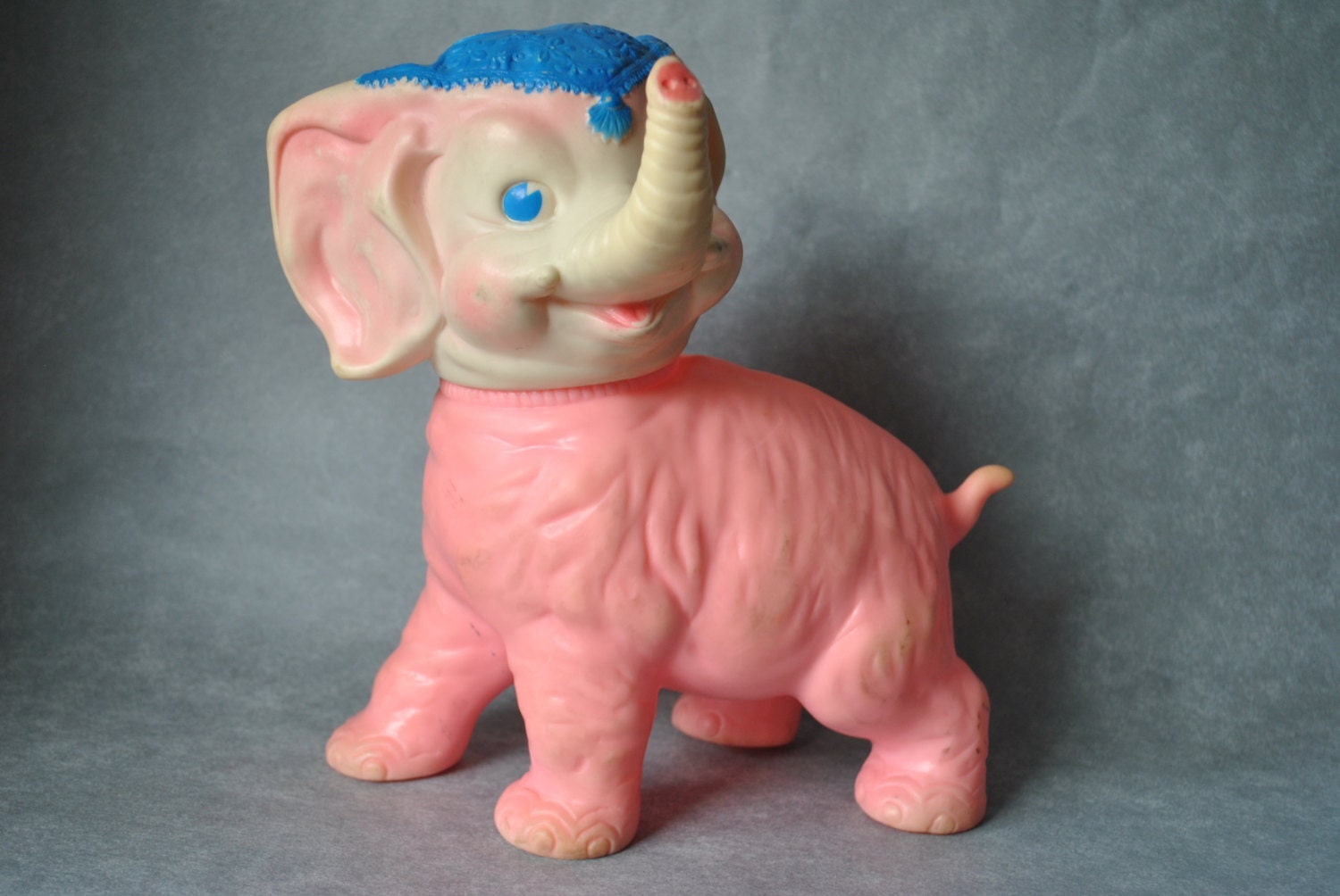 pink elephant squeaky dog toy