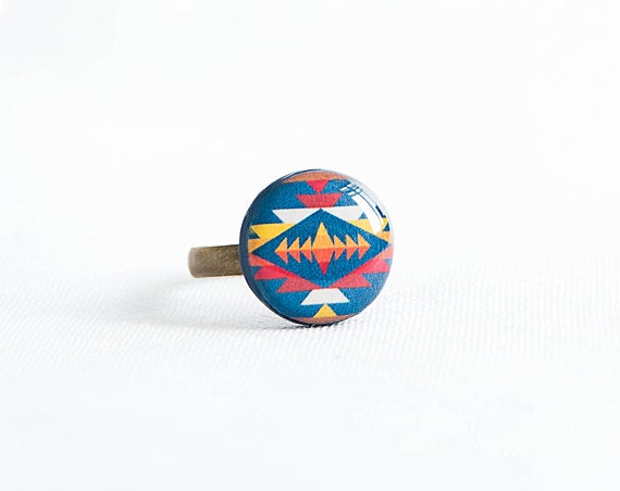 Blue ring adjustable, native jewelry, tribal ring