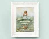 Vintage Alice in Wonderland Print. Alice Print. Mad Hatter Tea Party Print 7x10. Lewis Carroll Print LCA2 Aqua Mint Pastel