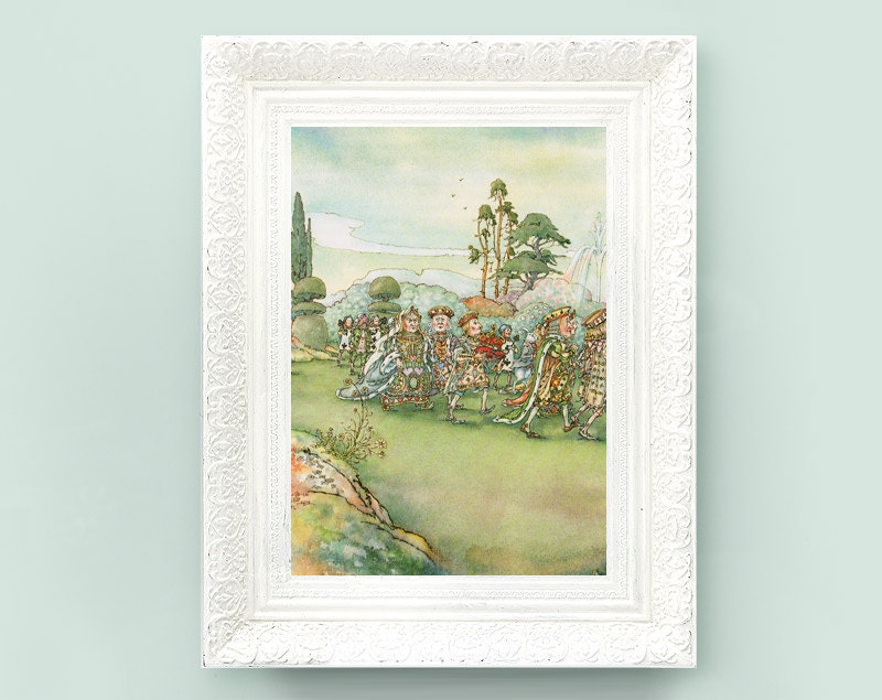 Vintage Alice in Wonderland Print. Alice Print. Mad Hatter Tea Party Print 7x10. Lewis Carroll Print LCA2 Aqua Mint Pastel