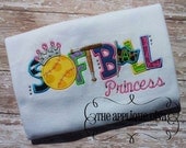 Summer Softball Princess Digital Embroidery Design Machine Applique