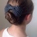 All over knit sequin bow hairclip - Chunky knitted hair clip sequined Bow in CHARCOAL GRAY