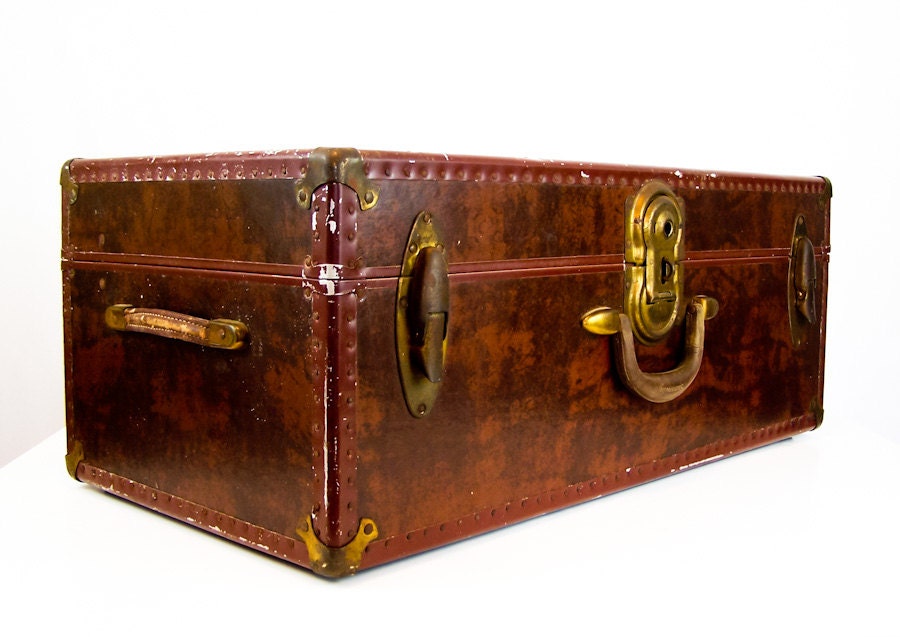 Vintage Shwayder Bros Samson Steamer Trunk with Brass Hardware Samsonite