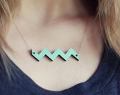Wooden Zig Zag Chevron Necklace (Mint Green) - Modern Handmade Jewellery