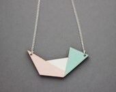 Geometric Irregular Shape Necklace (Peach - Blue - White)