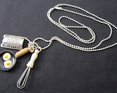 Kitchen Necklace Miniblings  Pan Whisk Grater Cooking Food Egg Chef