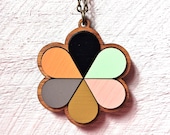 Winter Sun Flower Pendant - Mint, Taupe, Grey, Black, Dusty Pink and Apricot