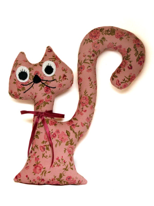 Cat doll - Kitty - Pink flowered Pussycat - stuffed animal