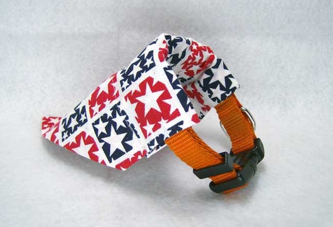Dog Collar Bandana Scarf, Patriotic Stars, SMALL