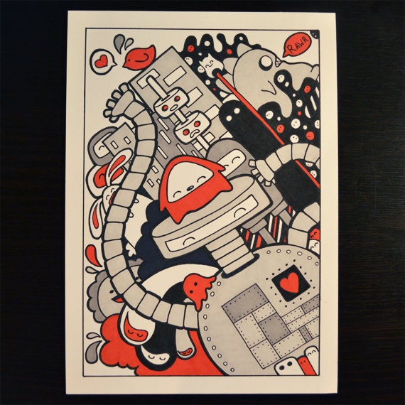 Original marker sketch. "Hi Robot"